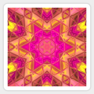 Mosaic Kaleidoscope Flower Pink and Yellow Sticker